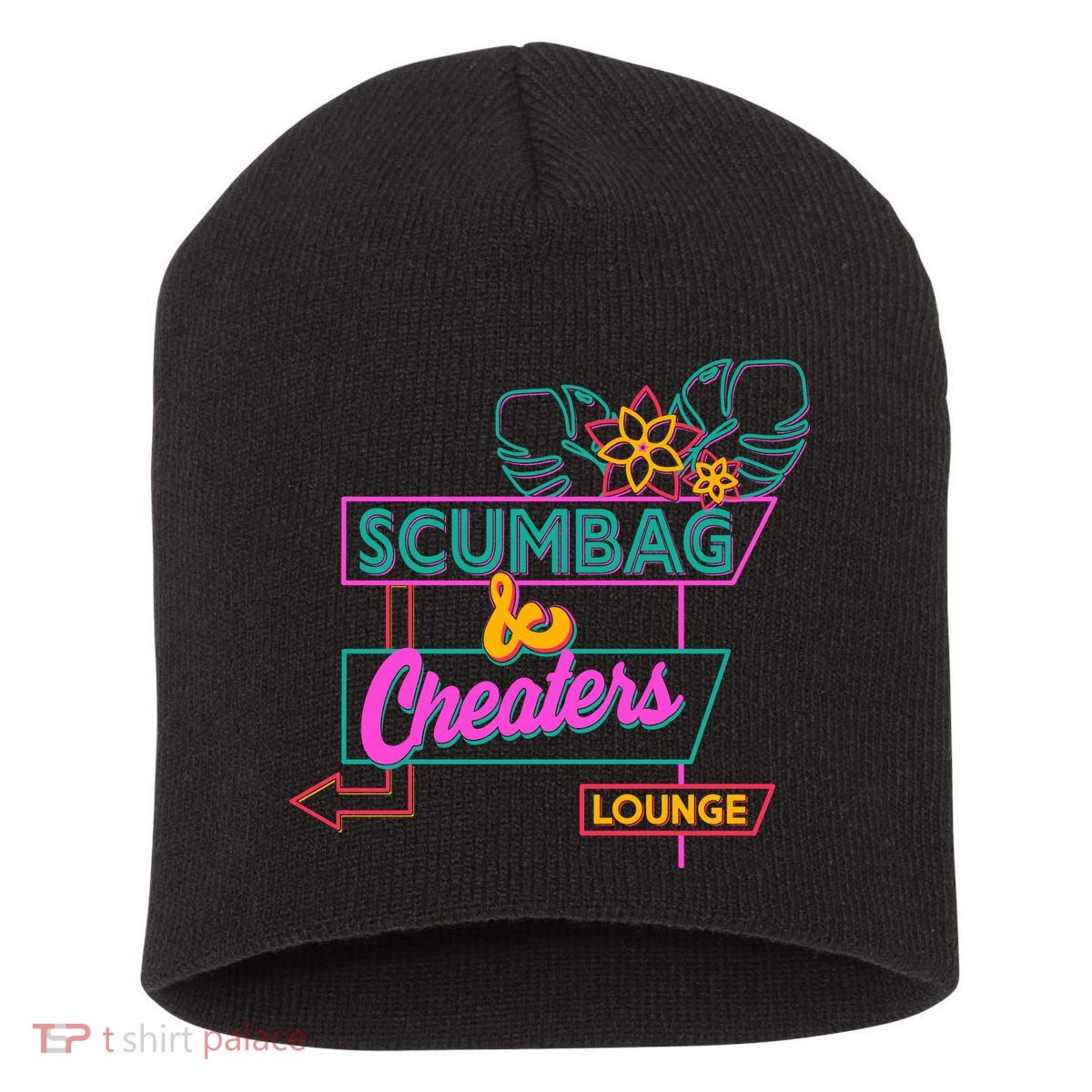 Retro Scumbag And Cheater Lounge Neon Sign Short Acrylic Beanie