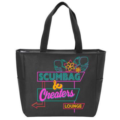 Retro Scumbag And Cheater Lounge Neon Sign Zip Tote Bag