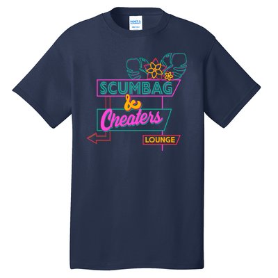 Retro Scumbag And Cheater Lounge Neon Sign Tall T-Shirt