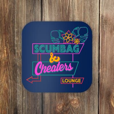 Retro Scumbag And Cheater Lounge Neon Sign Coaster