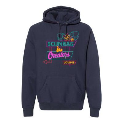 Retro Scumbag And Cheater Lounge Neon Sign Premium Hoodie