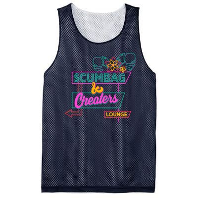 Retro Scumbag And Cheater Lounge Neon Sign Mesh Reversible Basketball Jersey Tank