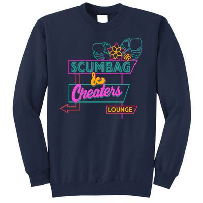 Retro Scumbag And Cheater Lounge Neon Sign Tall Sweatshirt