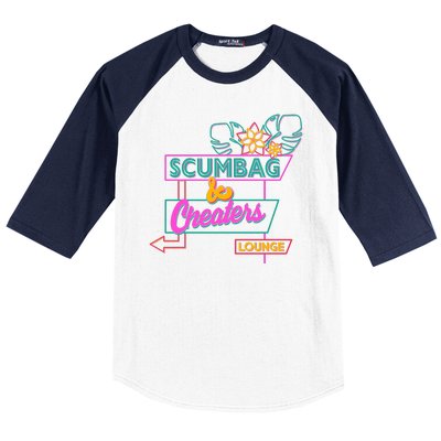 Retro Scumbag And Cheater Lounge Neon Sign Baseball Sleeve Shirt