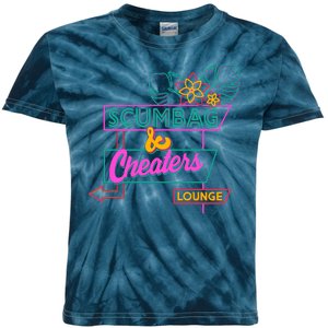 Retro Scumbag And Cheater Lounge Neon Sign Kids Tie-Dye T-Shirt