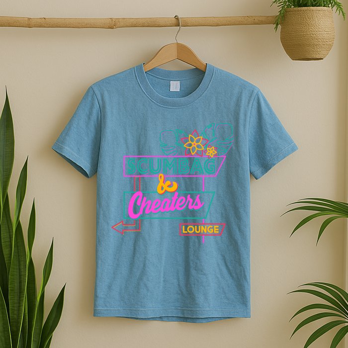 Retro Scumbag And Cheater Lounge Neon Sign T-Shirt