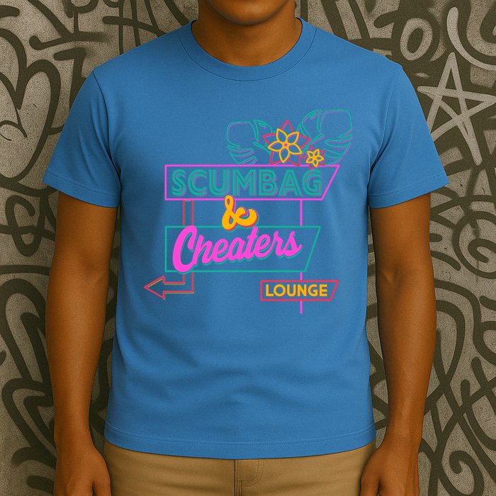 Retro Scumbag And Cheater Lounge Neon Sign T-Shirt
