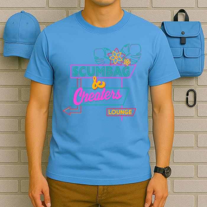 Retro Scumbag And Cheater Lounge Neon Sign T-Shirt