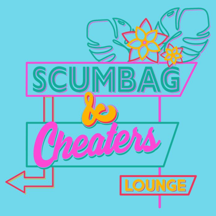 Retro Scumbag And Cheater Lounge Neon Sign Button
