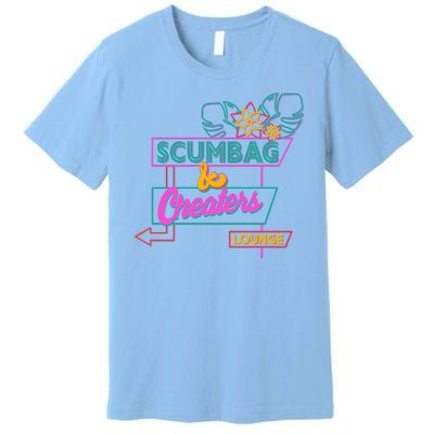 Retro Scumbag And Cheater Lounge Neon Sign Premium T-Shirt