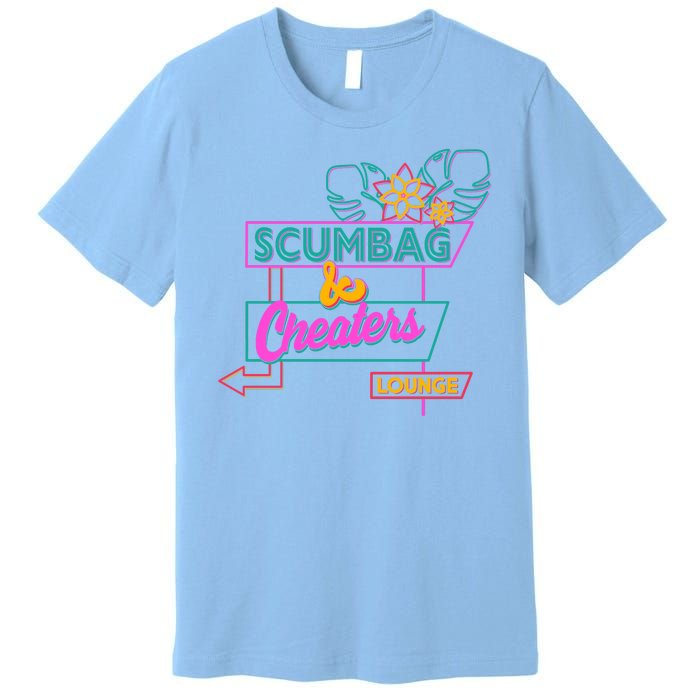 Retro Scumbag And Cheater Lounge Neon Sign Premium T-Shirt