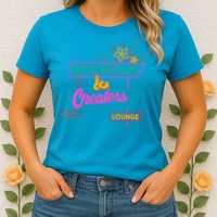 Retro Scumbag And Cheater Lounge Neon Sign Womens T-Shirt