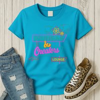 Retro Scumbag And Cheater Lounge Neon Sign Womens T-Shirt