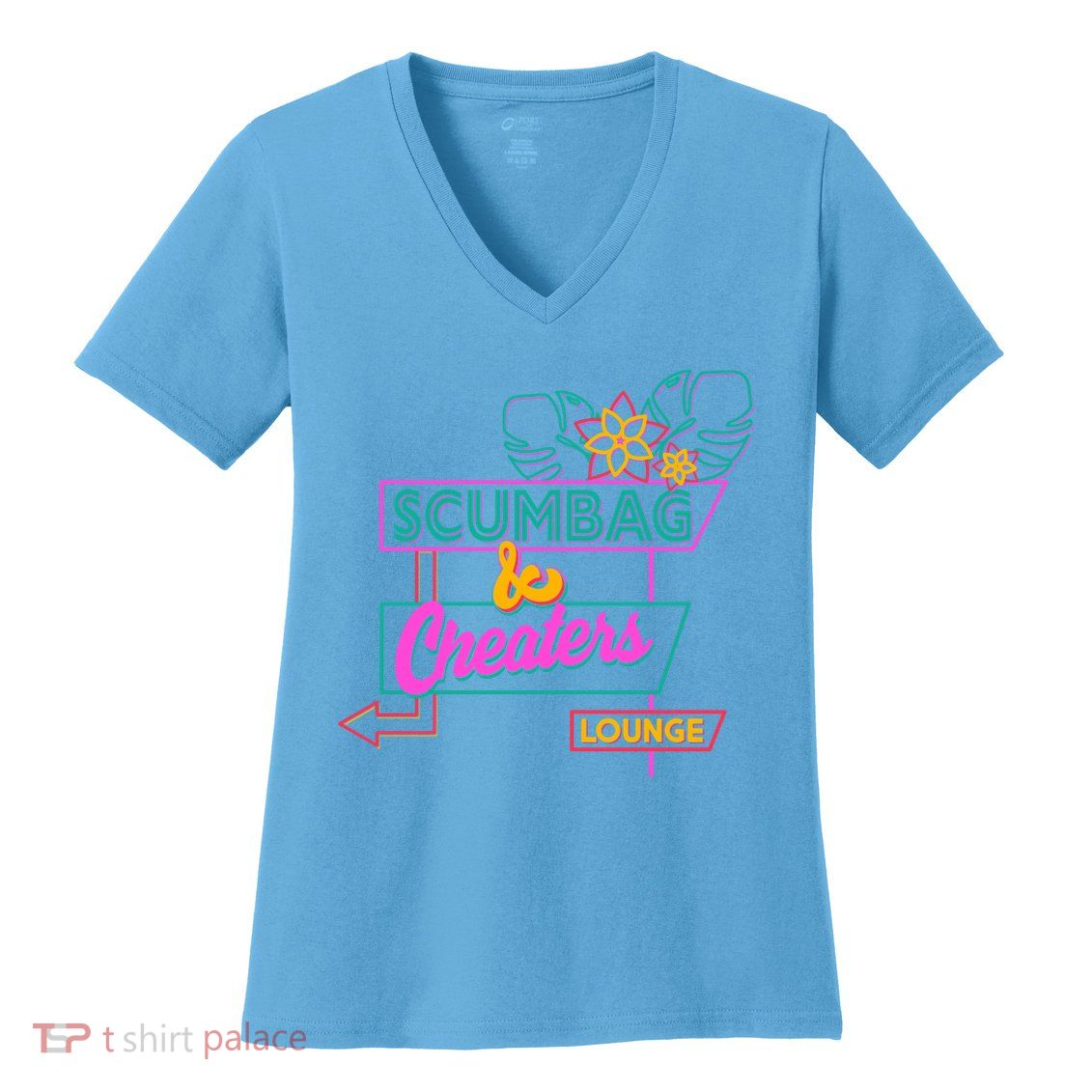 Retro Scumbag And Cheater Lounge Neon Sign Women's V-Neck T-Shirt