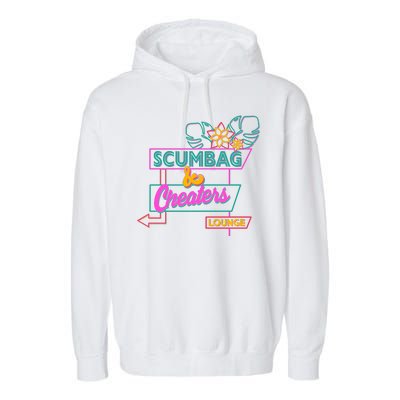 Retro Scumbag And Cheater Lounge Neon Sign Garment-Dyed Fleece Hoodie