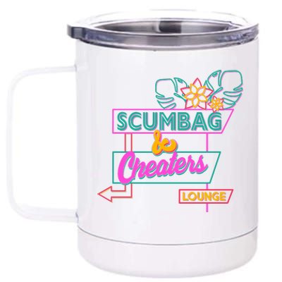 Retro Scumbag And Cheater Lounge Neon Sign 12 oz Stainless Steel Tumbler Cup