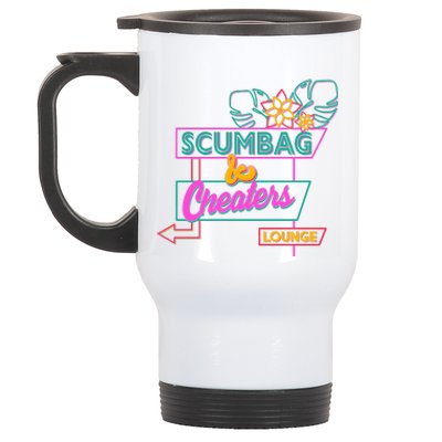 Retro Scumbag And Cheater Lounge Neon Sign Stainless Steel Travel Mug