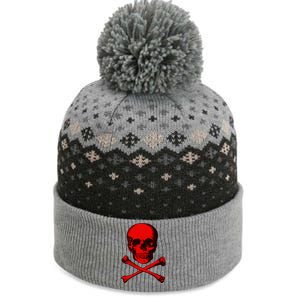 Red Skull And Crossbones The Baniff Cuffed Pom Beanie