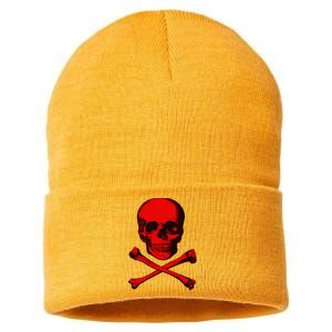 Red Skull And Crossbones Sustainable Knit Beanie