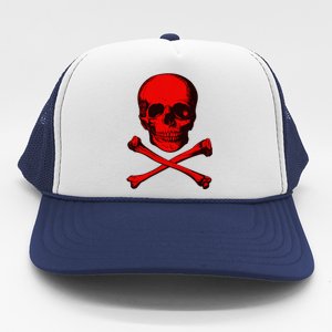 Red Skull And Crossbones Trucker Hat