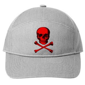 Red Skull And Crossbones 7-Panel Snapback Hat