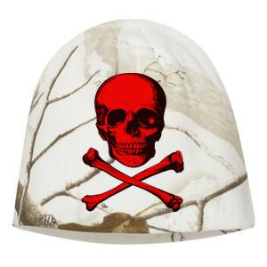 Red Skull And Crossbones Kati - Camo Knit Beanie