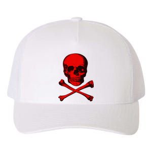 Red Skull And Crossbones Yupoong Adult 5-Panel Trucker Hat