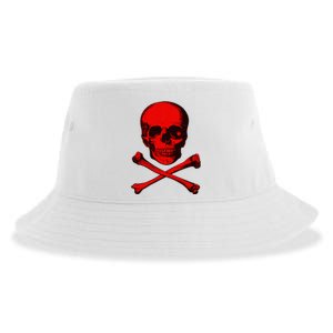 Red Skull And Crossbones Sustainable Bucket Hat