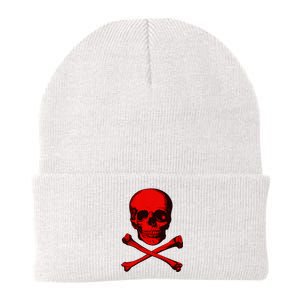 Red Skull And Crossbones Knit Cap Winter Beanie