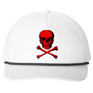 Red Skull And Crossbones Snapback Five-Panel Rope Hat