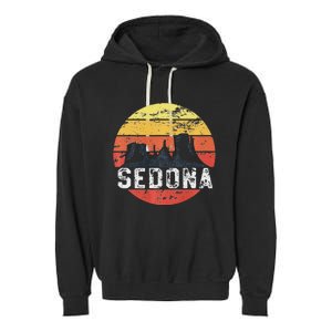 Retro Sedona Arizona Family Vacation Red Rocks Gift Garment-Dyed Fleece Hoodie