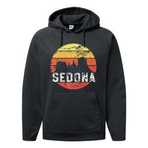 Retro Sedona Arizona Family Vacation Red Rocks Gift Performance Fleece Hoodie