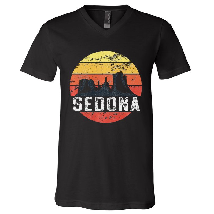 Retro Sedona Arizona Family Vacation Red Rocks Gift V-Neck T-Shirt