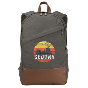 Retro Sedona Arizona Family Vacation Red Rocks Gift Cotton Canvas Backpack