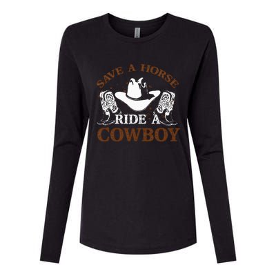 retro Save A Horse Ride A Cowboy  Womens Cotton Relaxed Long Sleeve T-Shirt