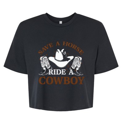 retro Save A Horse Ride A Cowboy  Bella+Canvas Jersey Crop Tee