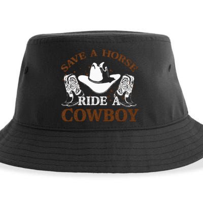 retro Save A Horse Ride A Cowboy  Sustainable Bucket Hat