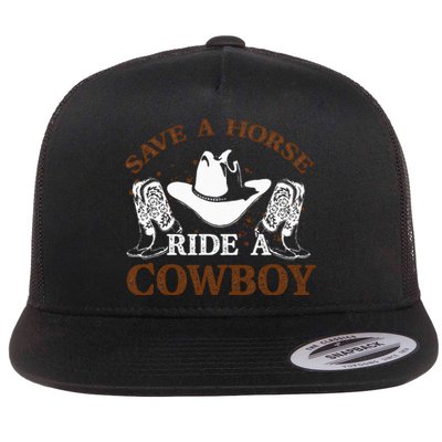 retro Save A Horse Ride A Cowboy  Flat Bill Trucker Hat