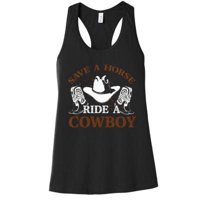 retro Save A Horse Ride A Cowboy  Women's Racerback Tank