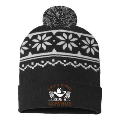 retro Save A Horse Ride A Cowboy  USA-Made Snowflake Beanie