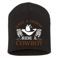 retro Save A Horse Ride A Cowboy  Short Acrylic Beanie