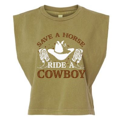 retro Save A Horse Ride A Cowboy  Garment-Dyed Women's Muscle Tee