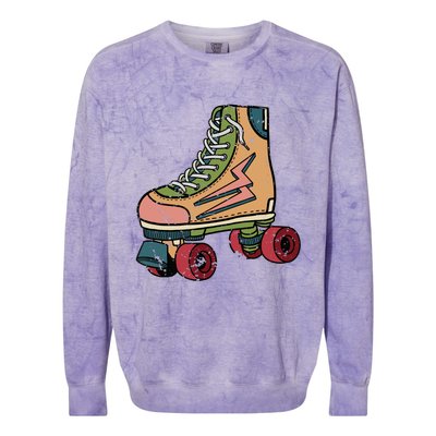 Roller Skating Art 80s Roller Derby Rollerskate Colorblast Crewneck Sweatshirt