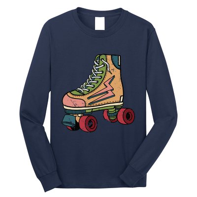 Roller Skating Art 80s Roller Derby Rollerskate Long Sleeve Shirt