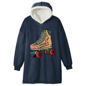 Roller Skating Art 80s Roller Derby Rollerskate Hooded Wearable Blanket