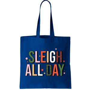 Retro Sleigh All Day Buffalo Plaid Funny Christmas Party Meaningful Gift Tote Bag