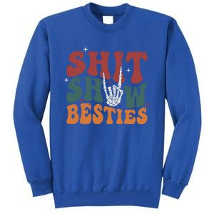 Retro Skeleton Adult Humor Shit Show Bestie Hand Cute Gift Tall Sweatshirt