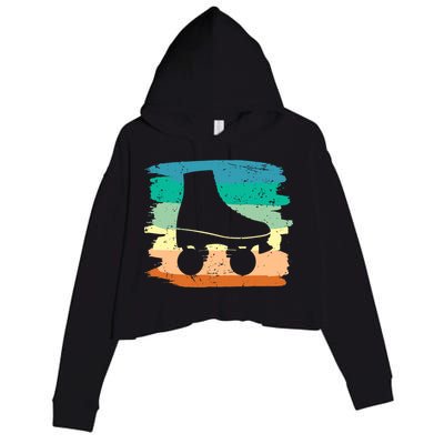 Roller Skating Art 80s Roller Derby Rollerskate Crop Fleece Hoodie