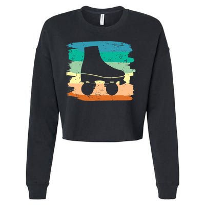 Roller Skating Art 80s Roller Derby Rollerskate Cropped Pullover Crew