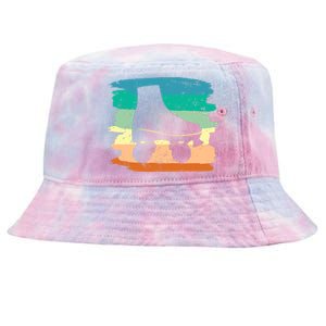 Roller Skating Art 80s Roller Derby Rollerskate Tie-Dyed Bucket Hat